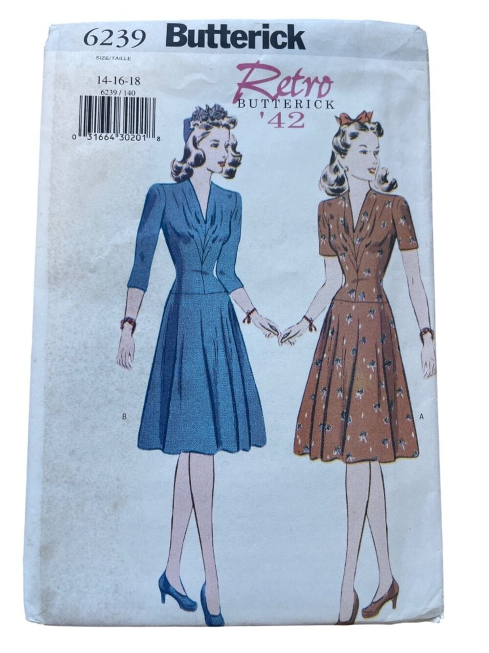 Vintage 90s Butterick 6239 Sewing Pattern Size 14-18 Retro 42 Misses Dress CUT